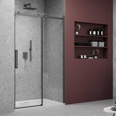 Porta Doccia Scorrevole Ibisco BMA901 BK Cristallo 8 millimetri Nero Ix Box Shower