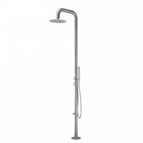 Colonna doccia Ginepro da esterno con lava piedi a pavimento acciaio inox spazzolato outdoor