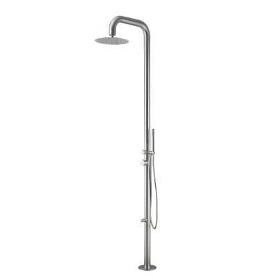 Colonna doccia Ginepro da esterno con lava piedi a pavimento acciaio inox spazzolato outdoor