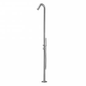 Colonna doccia da esterno Leccio a pavimento inox spazzolato acqua calda e fredda