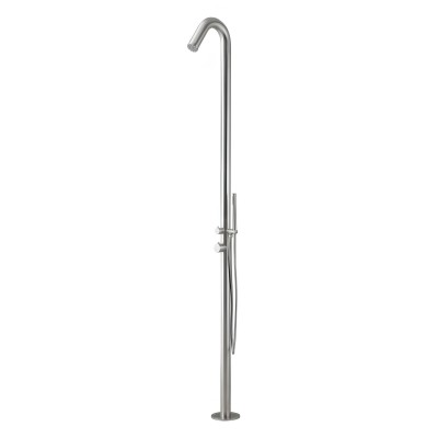 Colonna doccia da esterno Leccio a pavimento inox spazzolato acqua calda e fredda