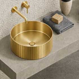 Lavabo D’Appoggio In Acciaio Inox Modello Nex Tondo Rigato