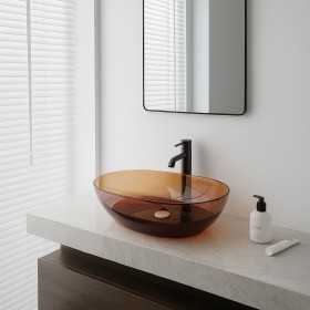 Lavabo da Appoggio Bowl in Resina Trasparente Ambra Lullaby
