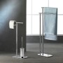 Piantana porta rotolo e porta scopino per il bagno colore inox cromo lucido serie Ischia