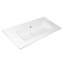 Composizione da Bagno con Mobile Noce da 100 cm Lavabo in Resina e Specchio Modello Creta con Colonna