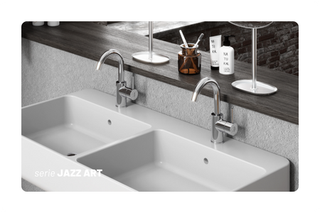 Miscelatore monocomando Jazz Art per lavabo installazione rapida con piletta click clack
