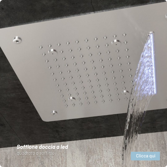 Soffione Doccia Quadrato a LED ad Incasso a Soffitto Inox Ix Box Shower
