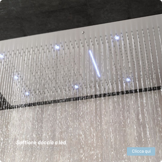 Soffione Doccia Rettangolare a LED ad Incasso a Soffitto Cromo Lucido Ix Box Shower