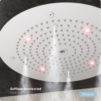 Soffione Doccia a LED ad Incasso a Soffitto Bianco Opaco Tondo mm 400 Ix Box Shower