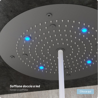 Soffione Doccia a LED ad Incasso a Soffitto in Nero Opaco Tondo mm 400 Ix Box Shower